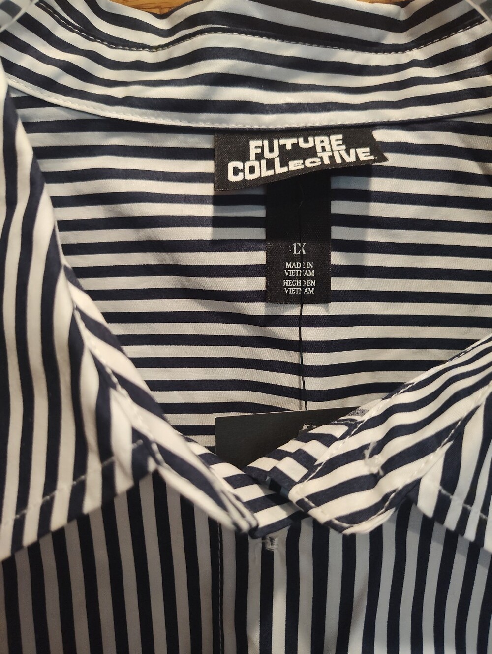 Future Collective Barrel Sleeve Striped Button-Down Shirt, Pleated - Picture 5 of 12